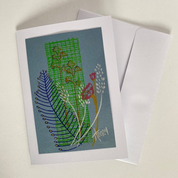 Handmade Original Art Blank Greeting Card and Envelope Suitable for Framing - Picture 5 of 6